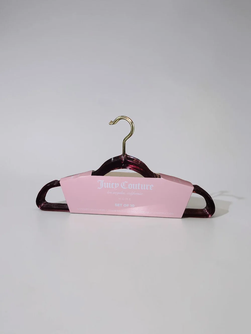 Juicy Couture Pink Packaged Violet Acrylic Hangers with Gold Hook